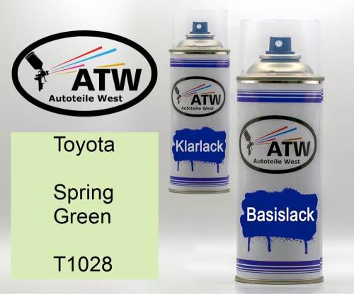 Toyota, Spring Green, T1028: 400ml Sprühdose + 400ml Klarlack - Set, von ATW Autoteile West.